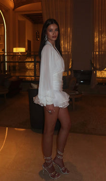 Solid Lantern Sleeve Mini Dress