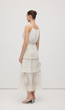 Lace Embroidery Bohemian Midi Skirt