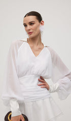 Solid Lantern Sleeve Mini Dress