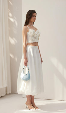 Flower Embellished Bra Top White