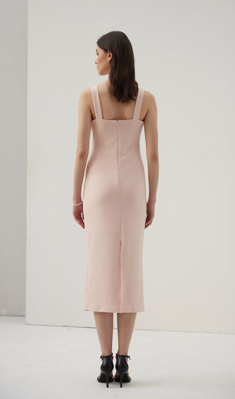 Solid A Line Midi Dress