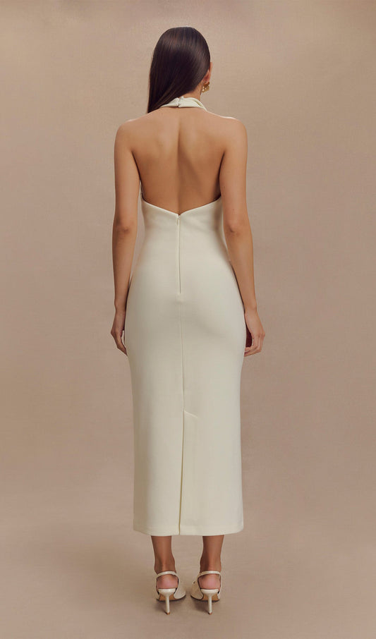 Crepe Halter Midi Dress