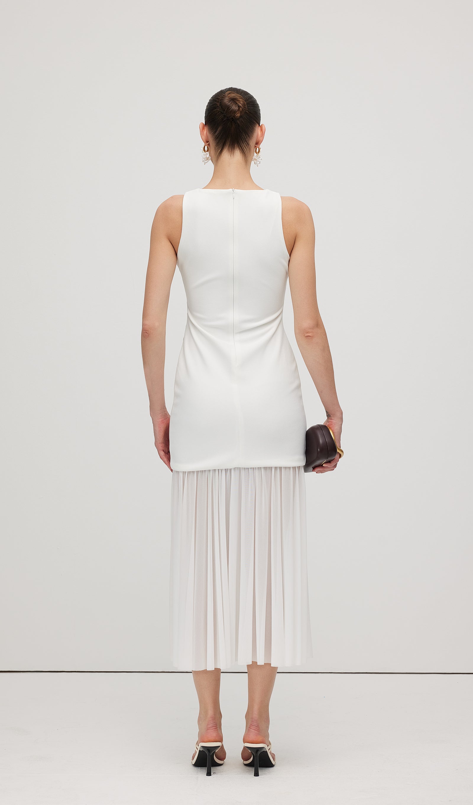 Sheer Overlay Midi Dress