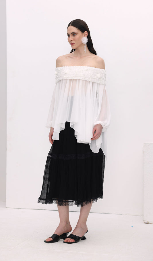 Off Shoulder Mesh  Mini Dress