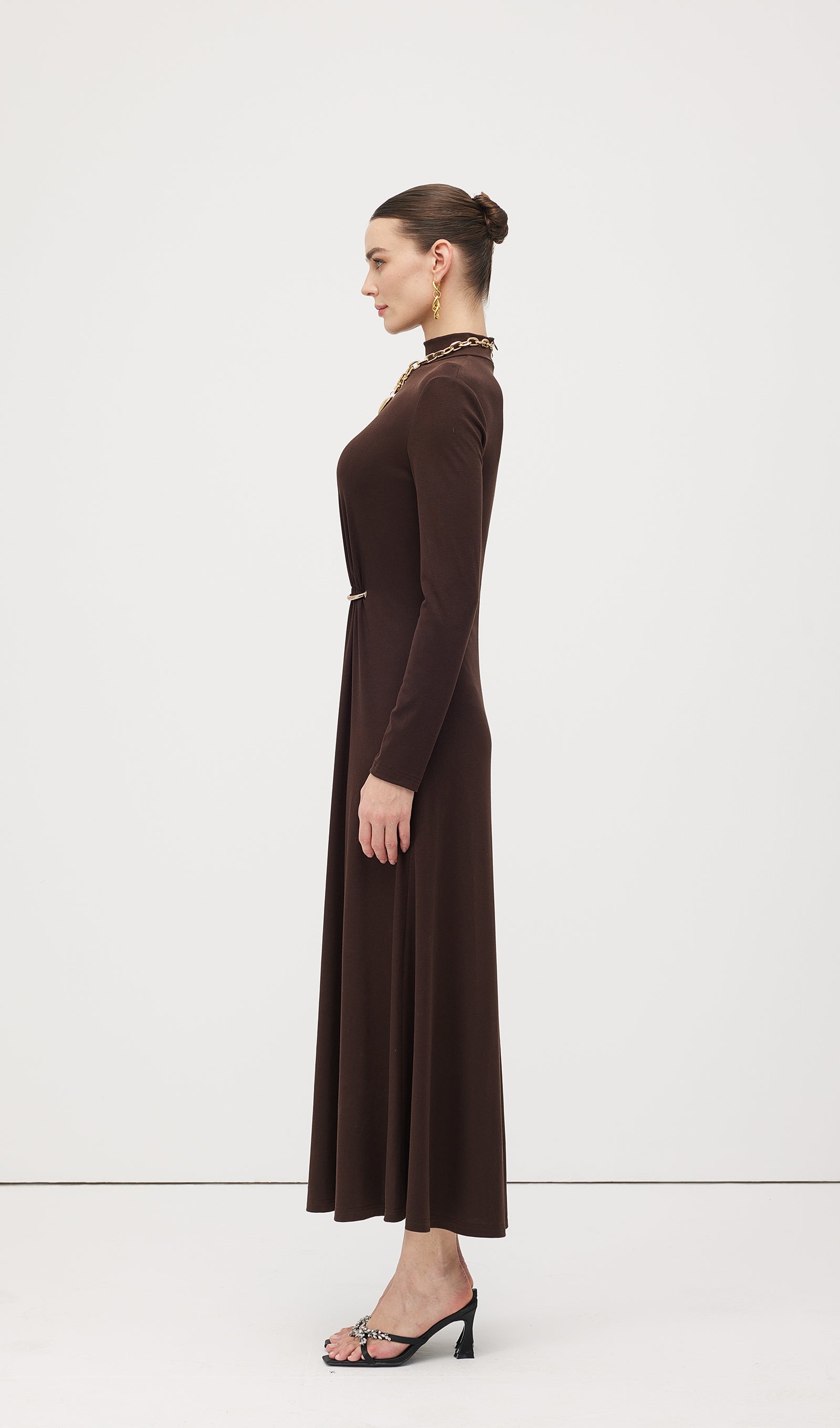 Jersey Metallic Decor Maxi Dress