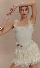 Lace Ruffle Knit Top