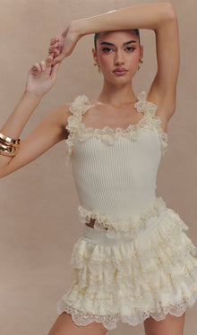 Lace Ruffle Knit Top