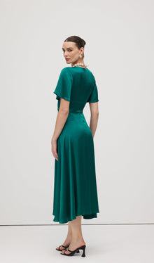 V Neck Evening Midi Dress