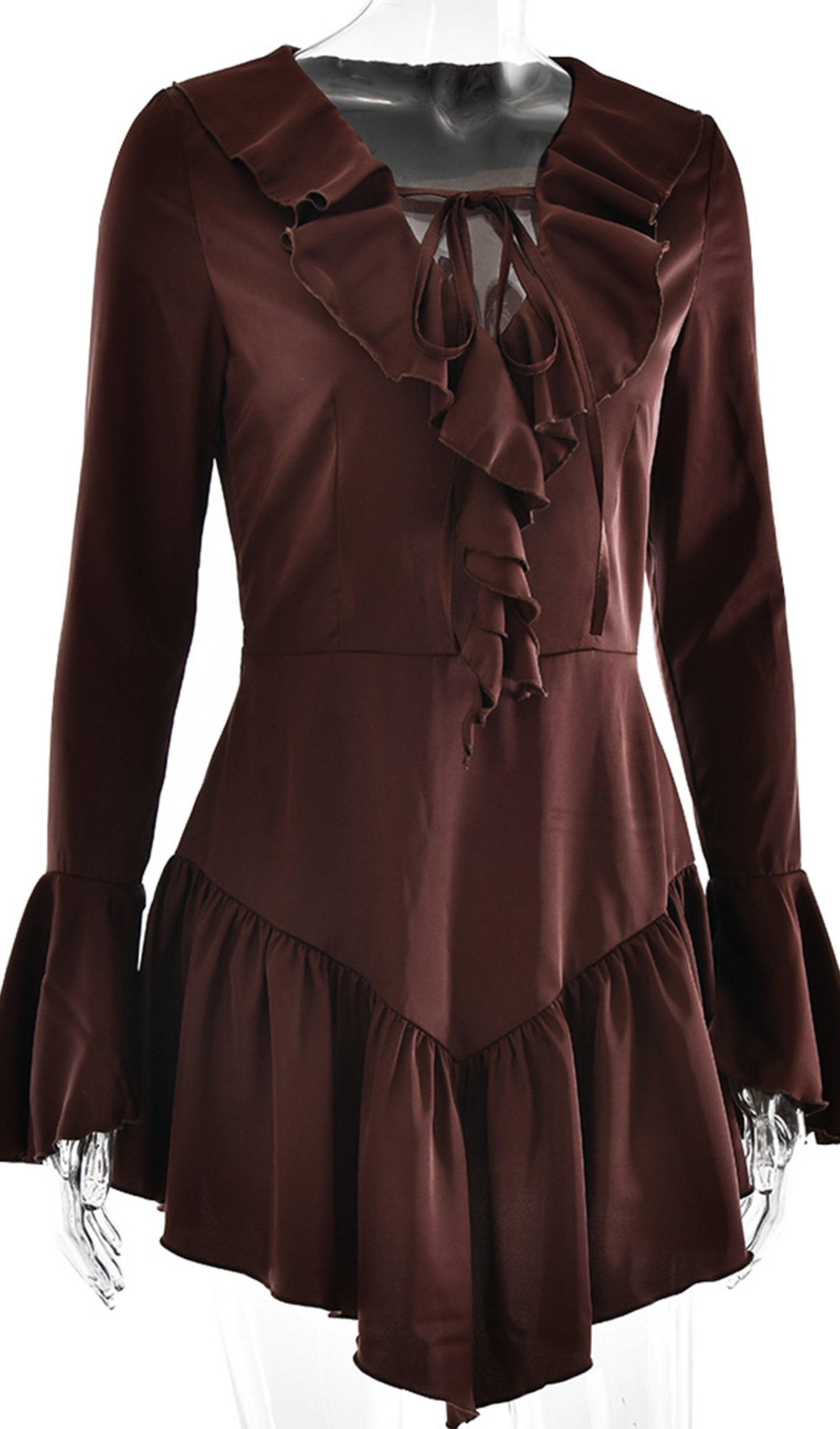 Ruffled Satin Mini Dress