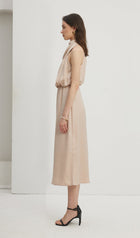 Asymmetric Satin Midi Dress