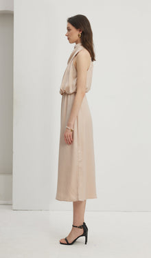 Asymmetric Satin Midi Dress