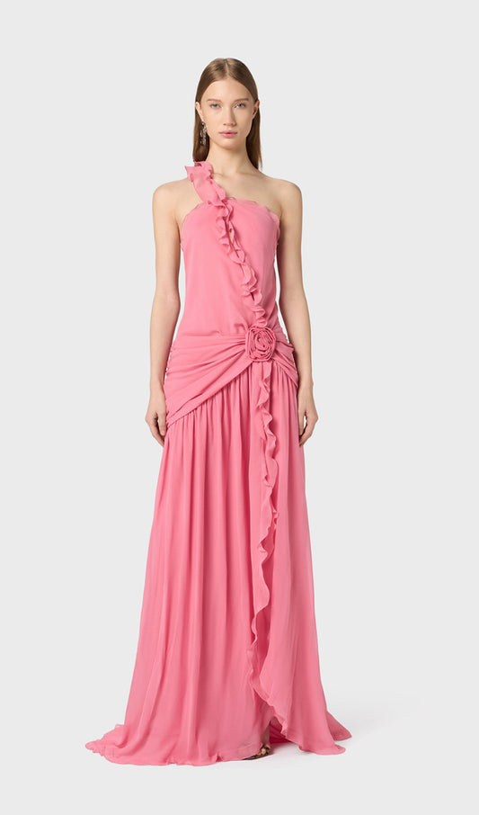 One Shoulder Ruffled Maxi Dress