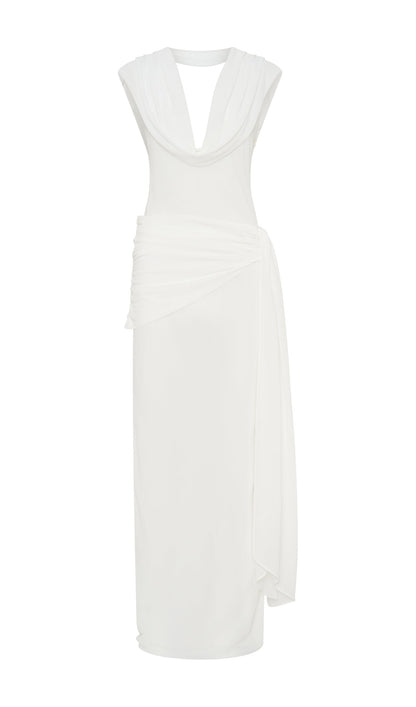 Chiffon Draped Maxi Dress