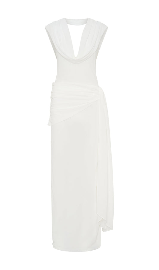 Chiffon Draped Maxi Dress