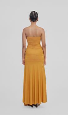 Off Shoulder Pleated Split Maxi Dress