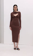 Cut Out Split Midi Dress