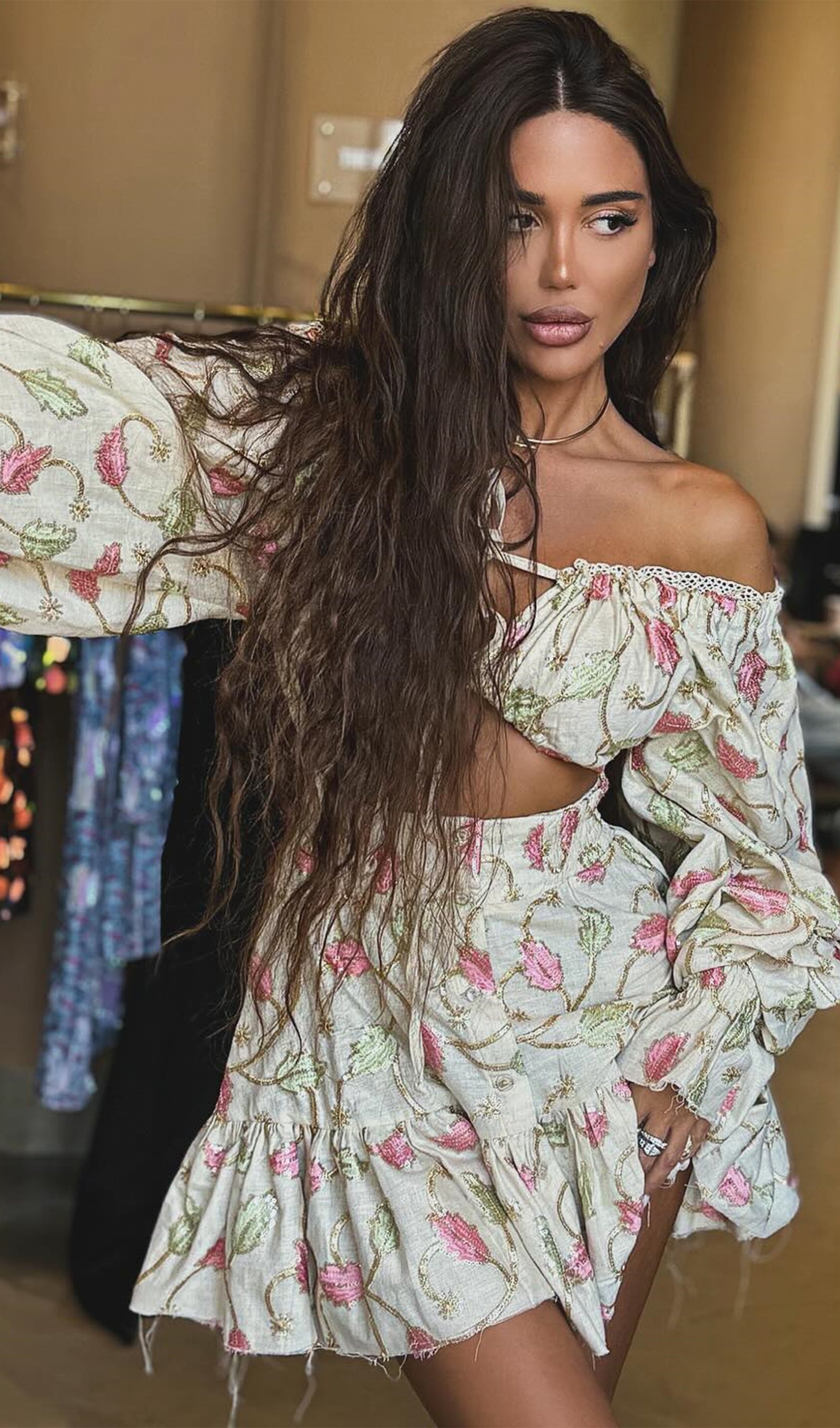 Lace Up Mini Dress Two Piece Set