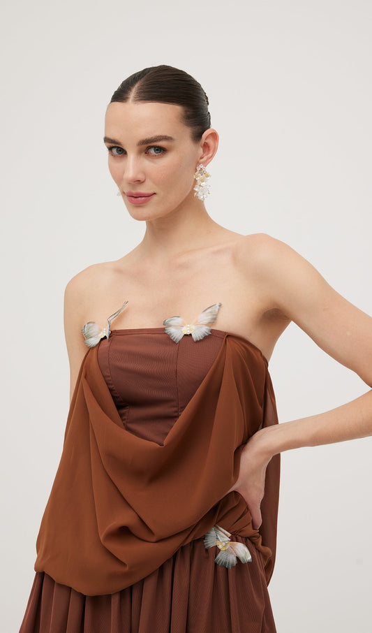 Butterfly Bandeau Wrap Mini Dress