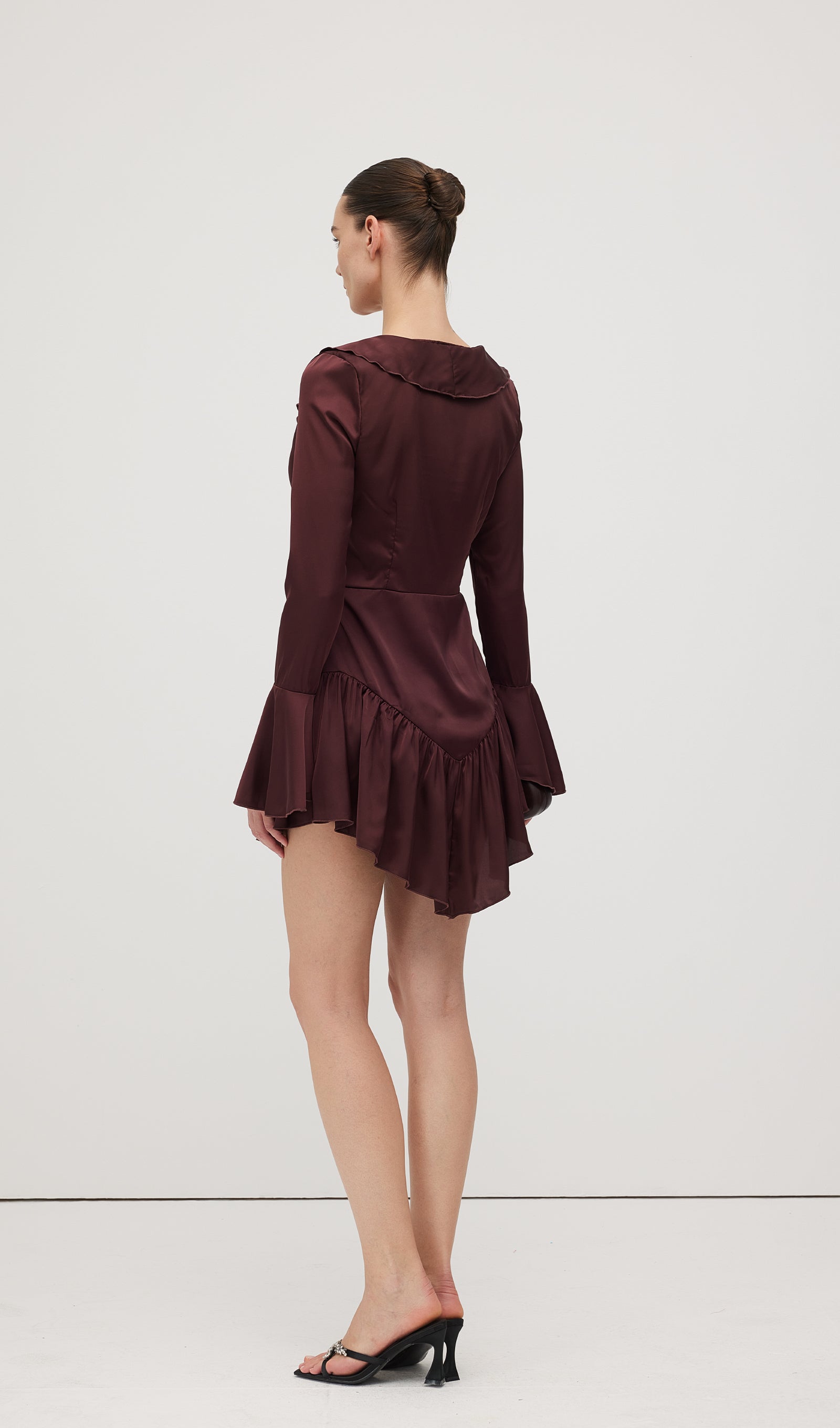 Ruffled Satin Mini Dress
