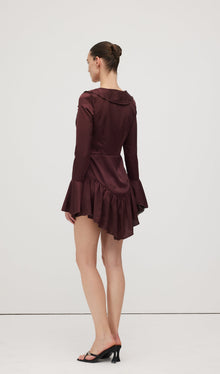Ruffled Satin Mini Dress