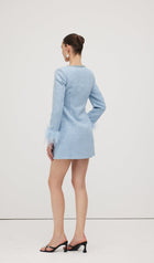 Sequin Boucle Feather Mini Dress