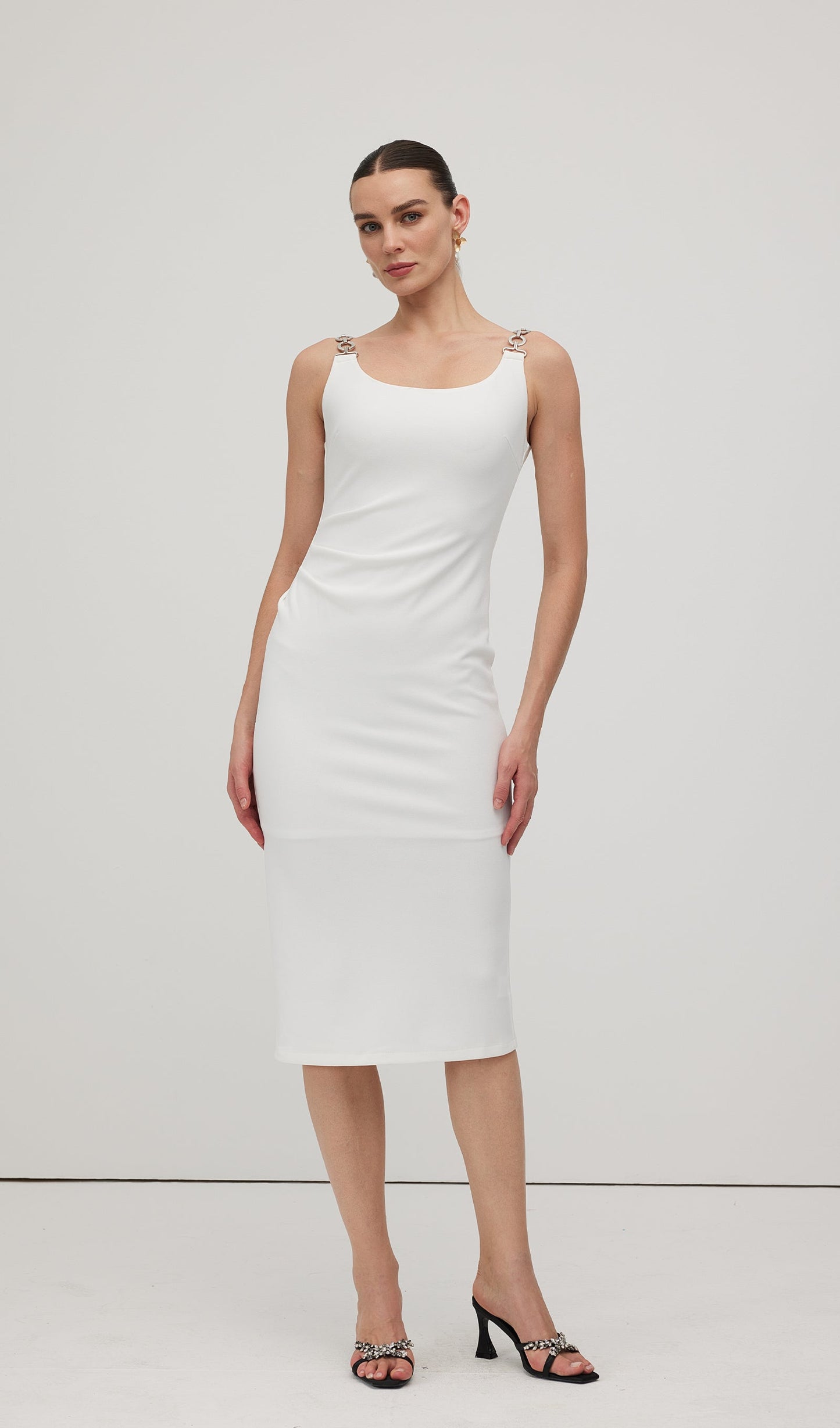 Solid Metallic Midi Dress