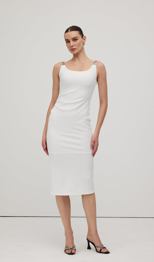 Solid Metallic Midi Dress