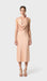 Shiny Satin With Draped Neckline Midi Dress
