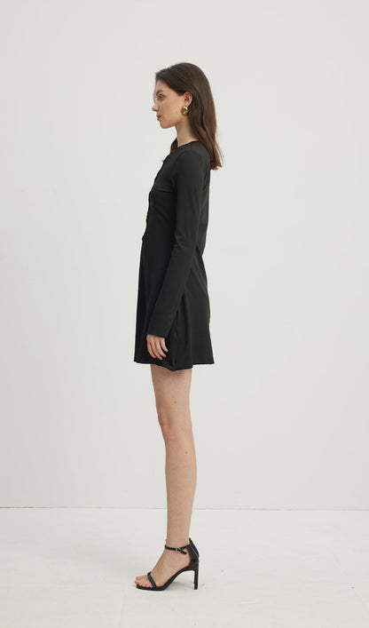 Hollow Out Mini Dress Black