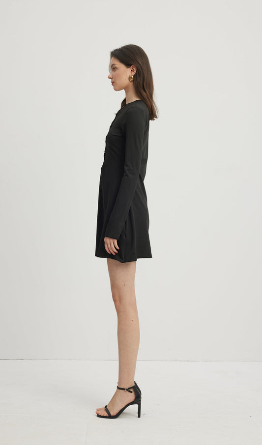 Hollow Out Mini Dress Black