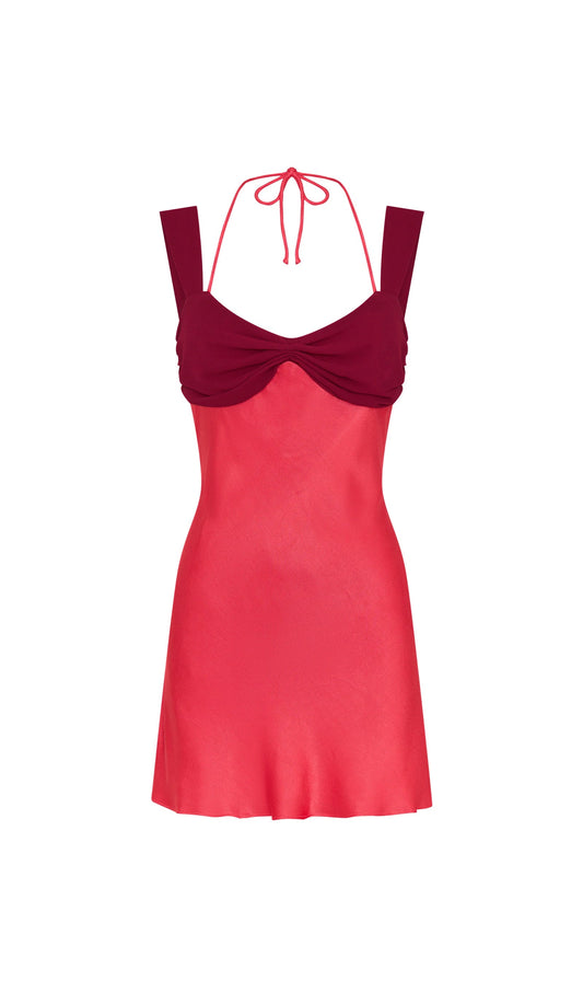 Ruched Back Lace Up Mini Dress