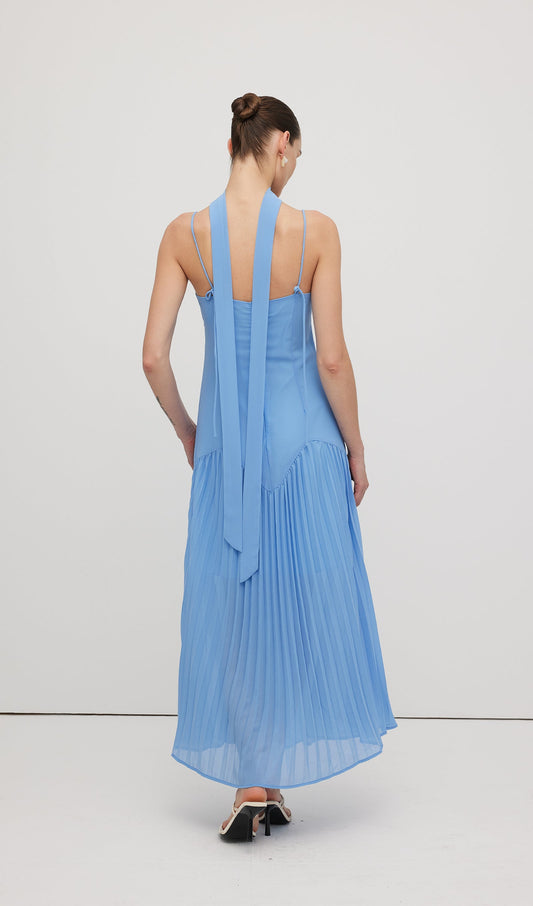 Plunge Front Ruffled Hem Midi Dress