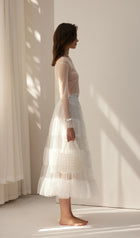 Lace Pleated Panel Skirt