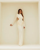 High-Neck  Waist Cut-Out  Ruched Maxi Dress