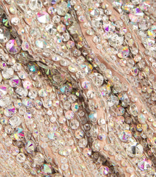 Sequin Rhinestone-Embroidered Long-Sleeve Gown