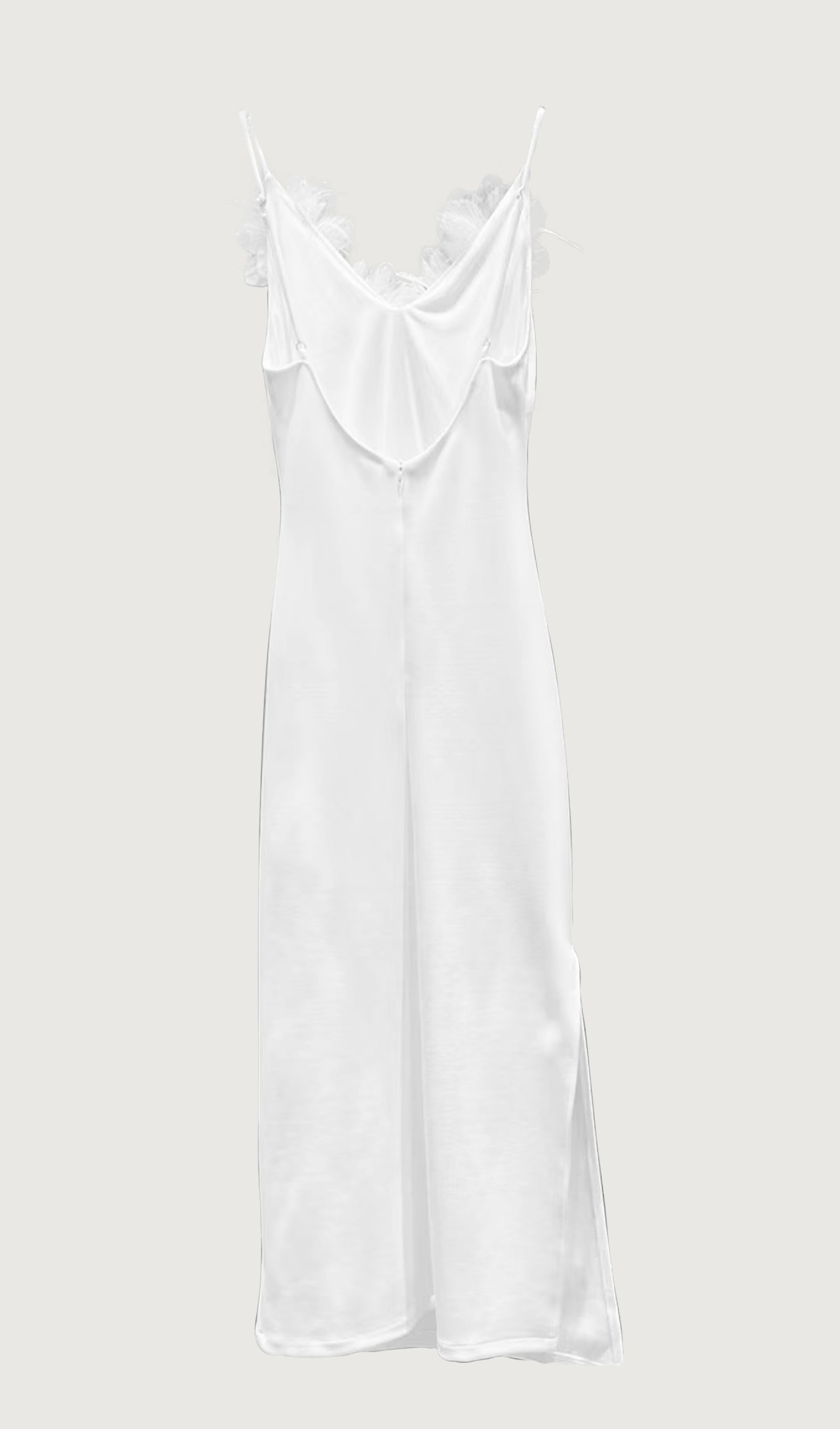 Feather Trim Slip Midi Dress