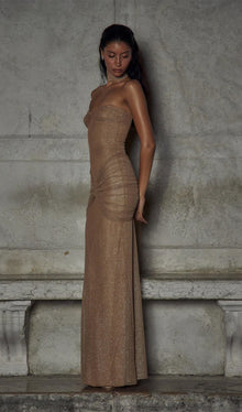 Strapless Twist Shimmery Knit Dress