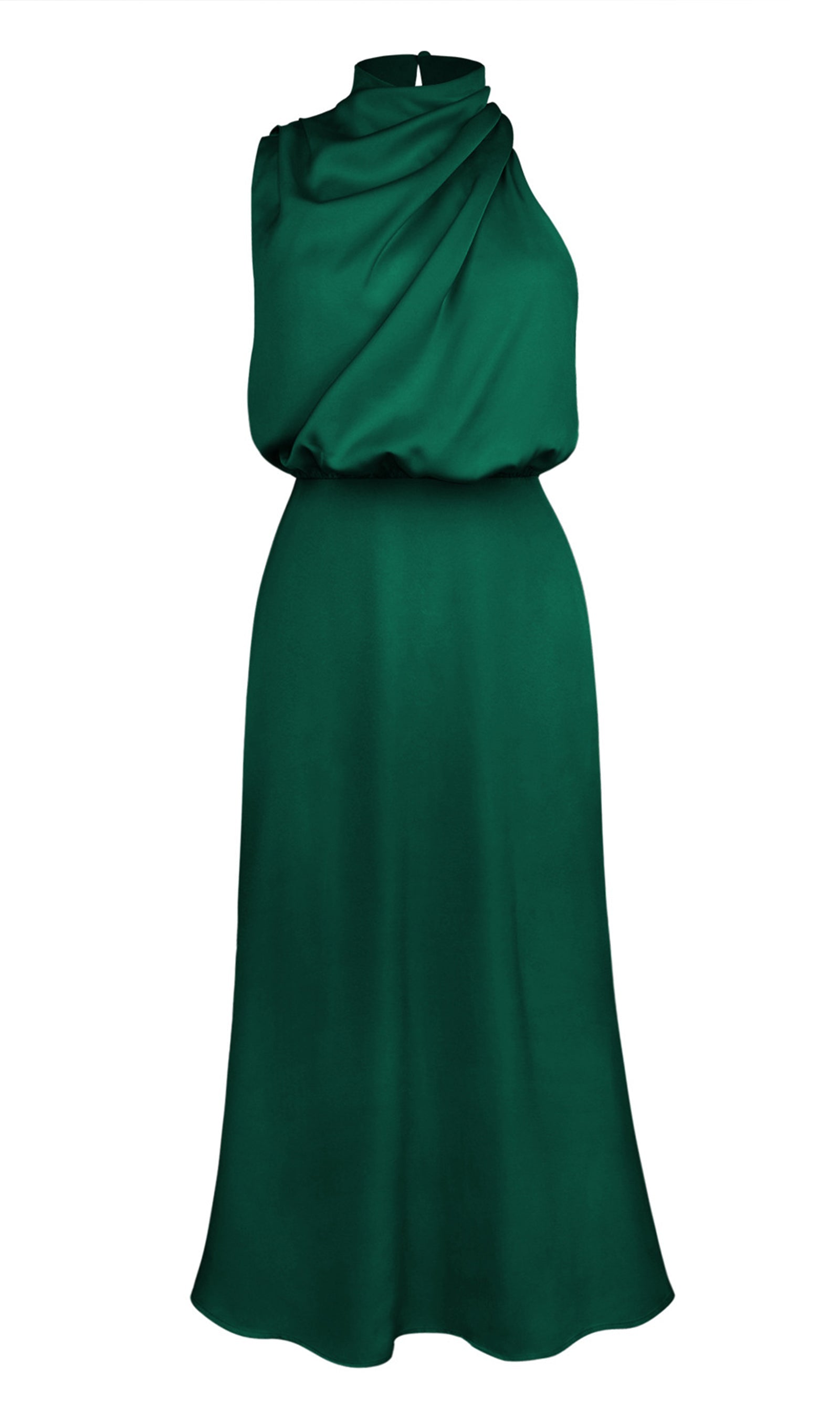 Asymmetric Satin Midi Dress