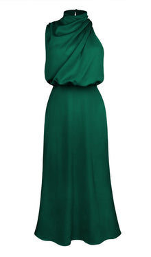 Asymmetric Satin Midi Dress