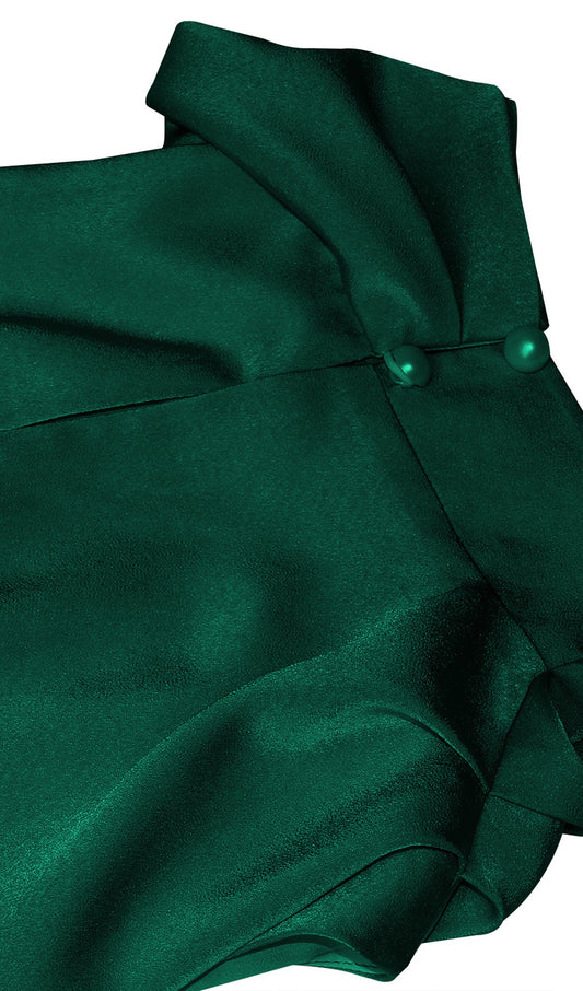 Asymmetric Satin Midi Dress