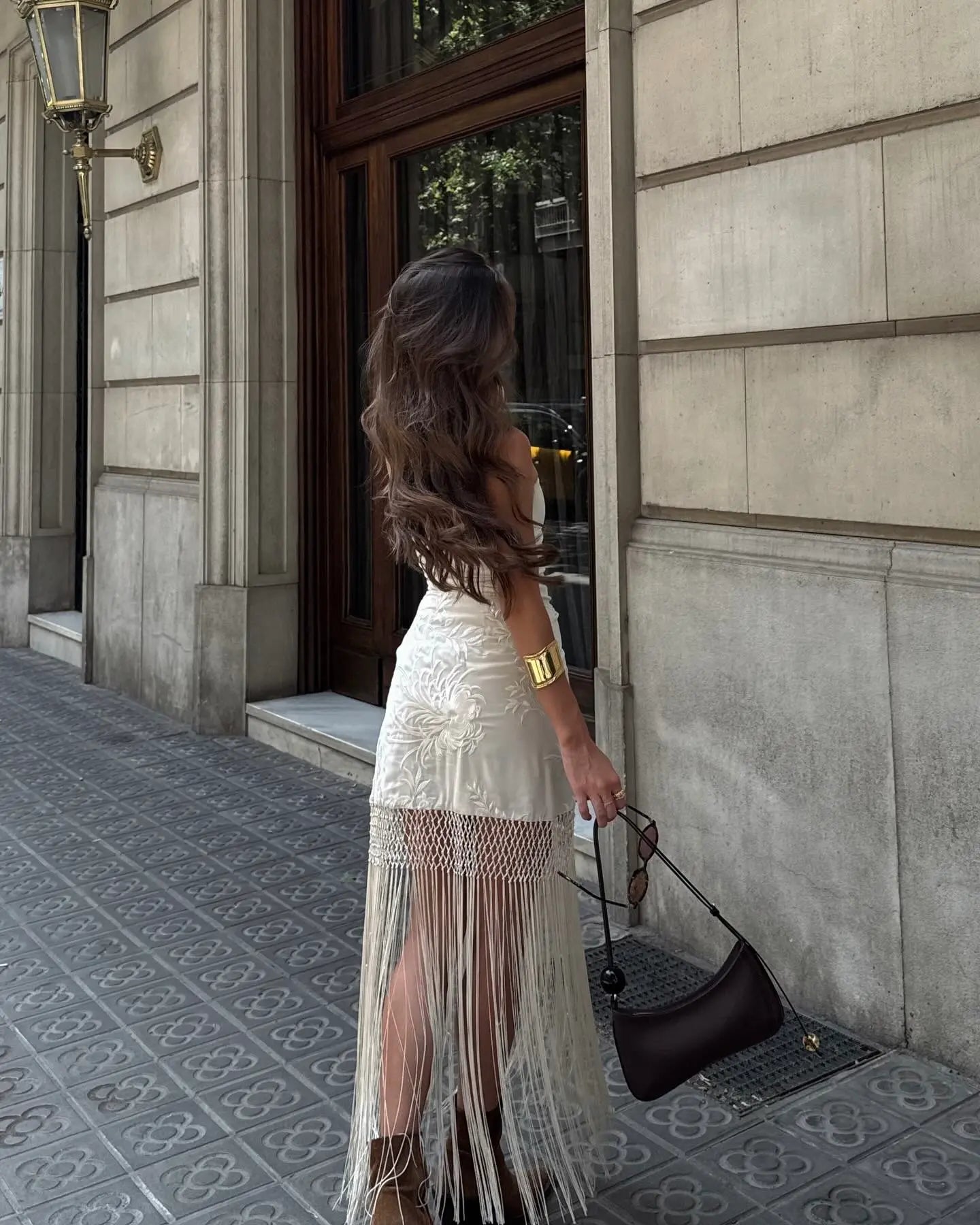 Wrap Style Macramé Fringe Skirt