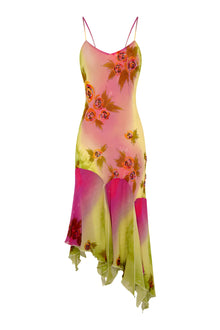 Hand-Beaded Ombre-Dyed Chiffon Spaghetti Strap Dress