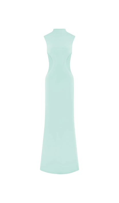 Slinky And Mesh Maxi Dress