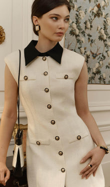 Tweed Contrast Collar Mini Dress