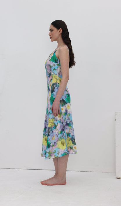 Flower Print Slip Midi Dress