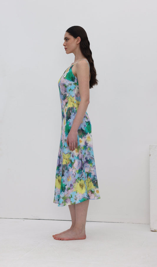 Flower Print Slip Midi Dress