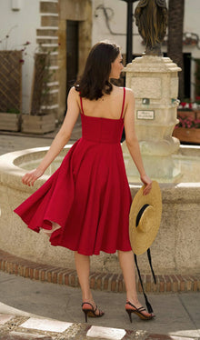 Solid Linen Midi Dress