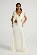 Chiffon V-Neck Ruffle Top and Maxi Skirt Two-Piece Set