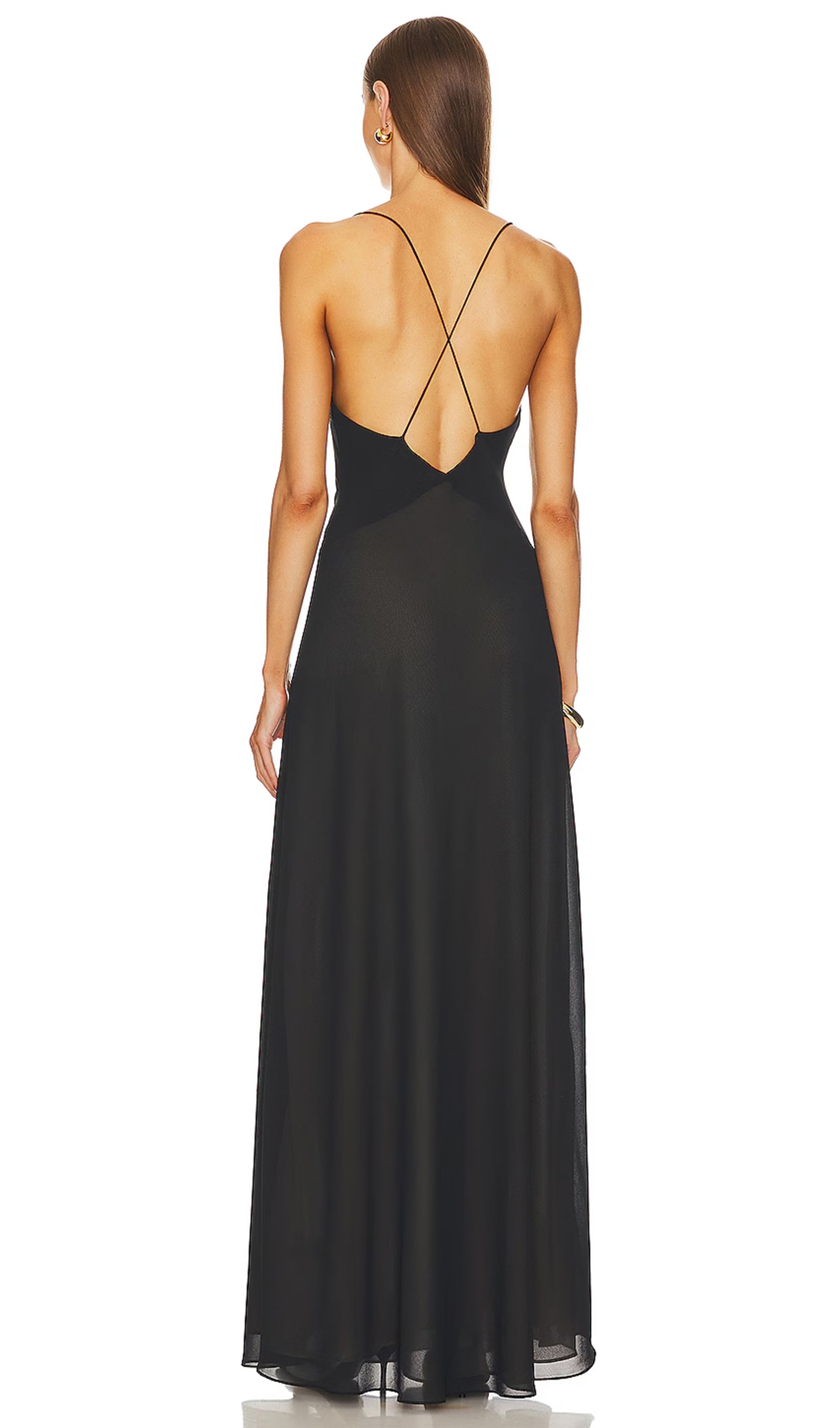 V Neck Halter Midi Dress