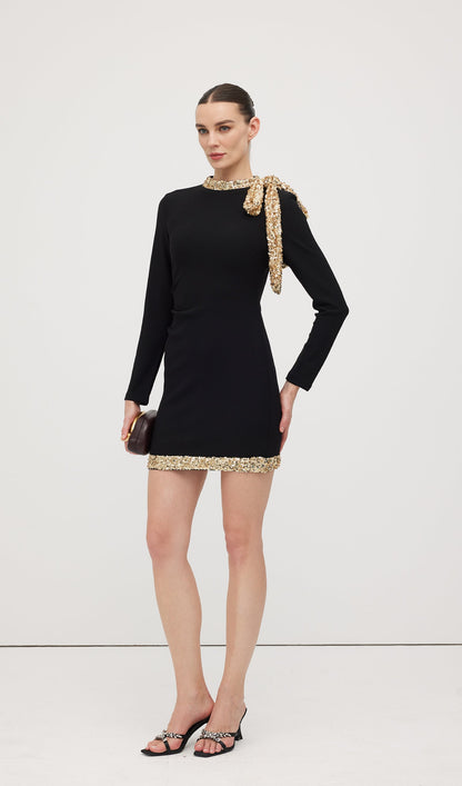 Sequined Bow Mini Dress